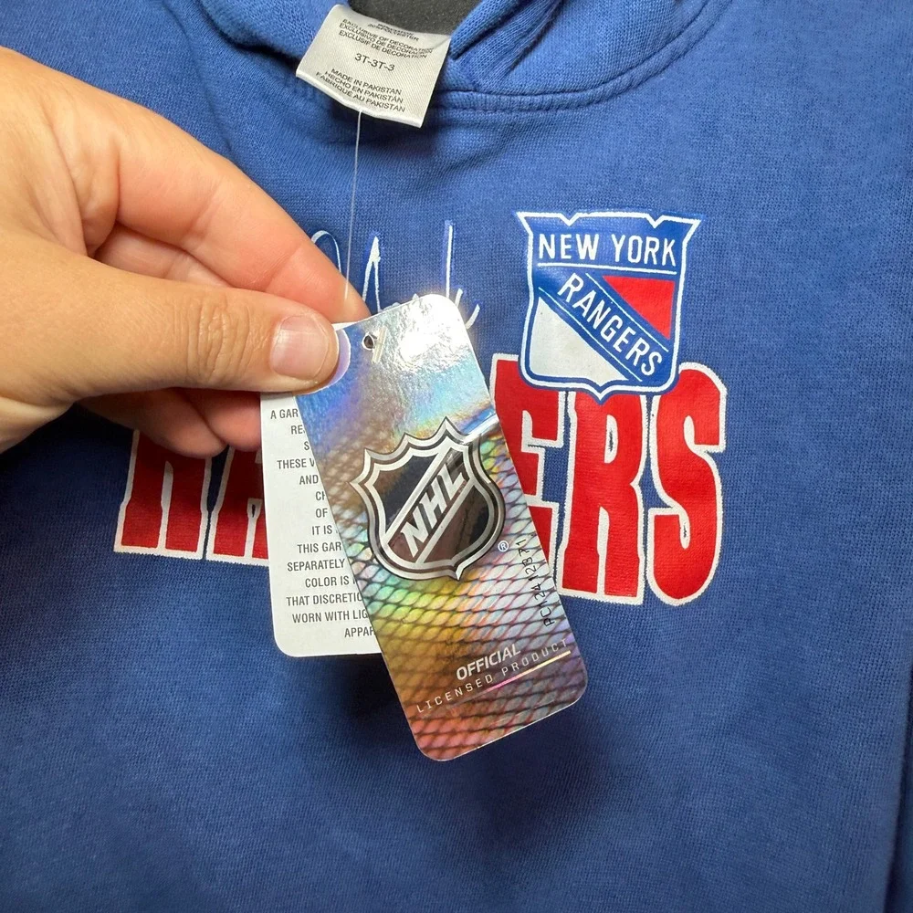 NHL New York Rangers Toddler Blue Pullover Hoodie Sweatshirt Size 3T NWT